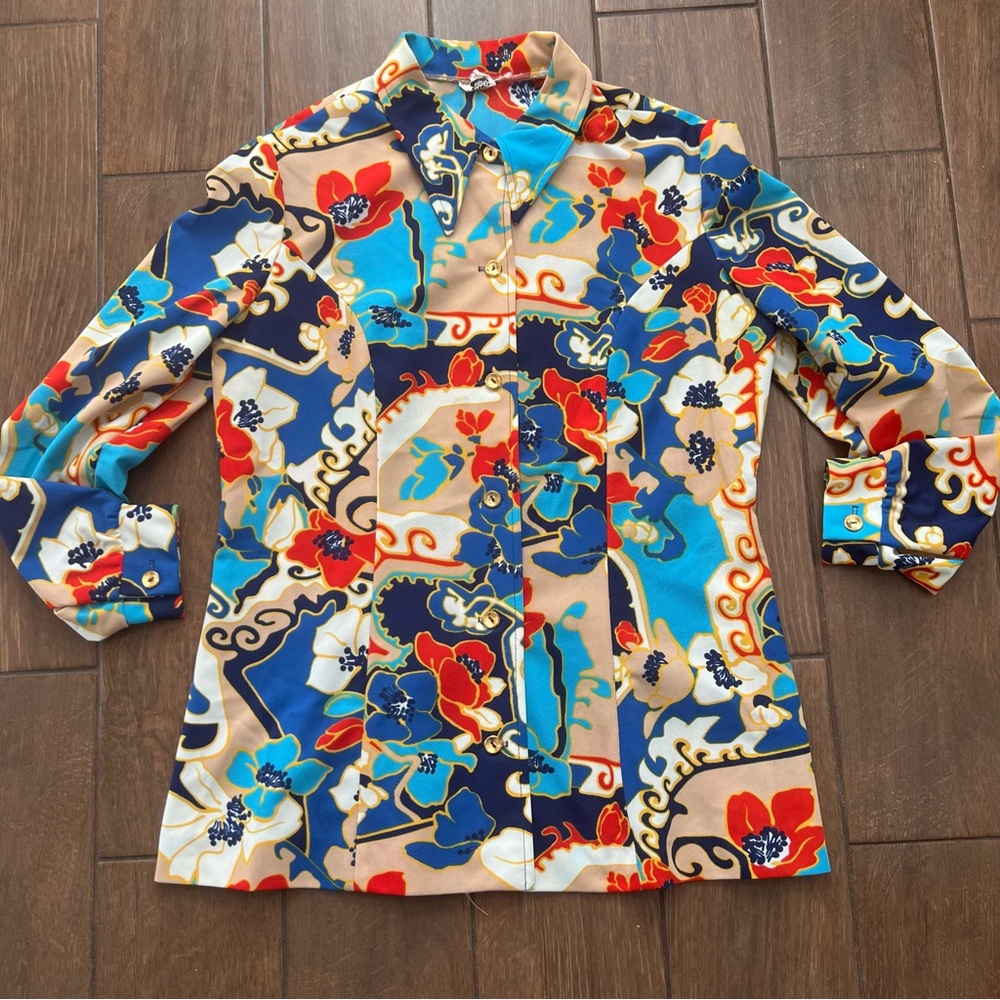 Vintage 70s Puritan 'Forever Young' Floral Shirt with Buttons